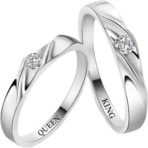 Personalized Promise Rings for Couples 925 Sterling Silver/Solid Gold 10K/14K/18K Custom Engraved Text Birthstone Moissanite Diamond Engagement Rings for Couples