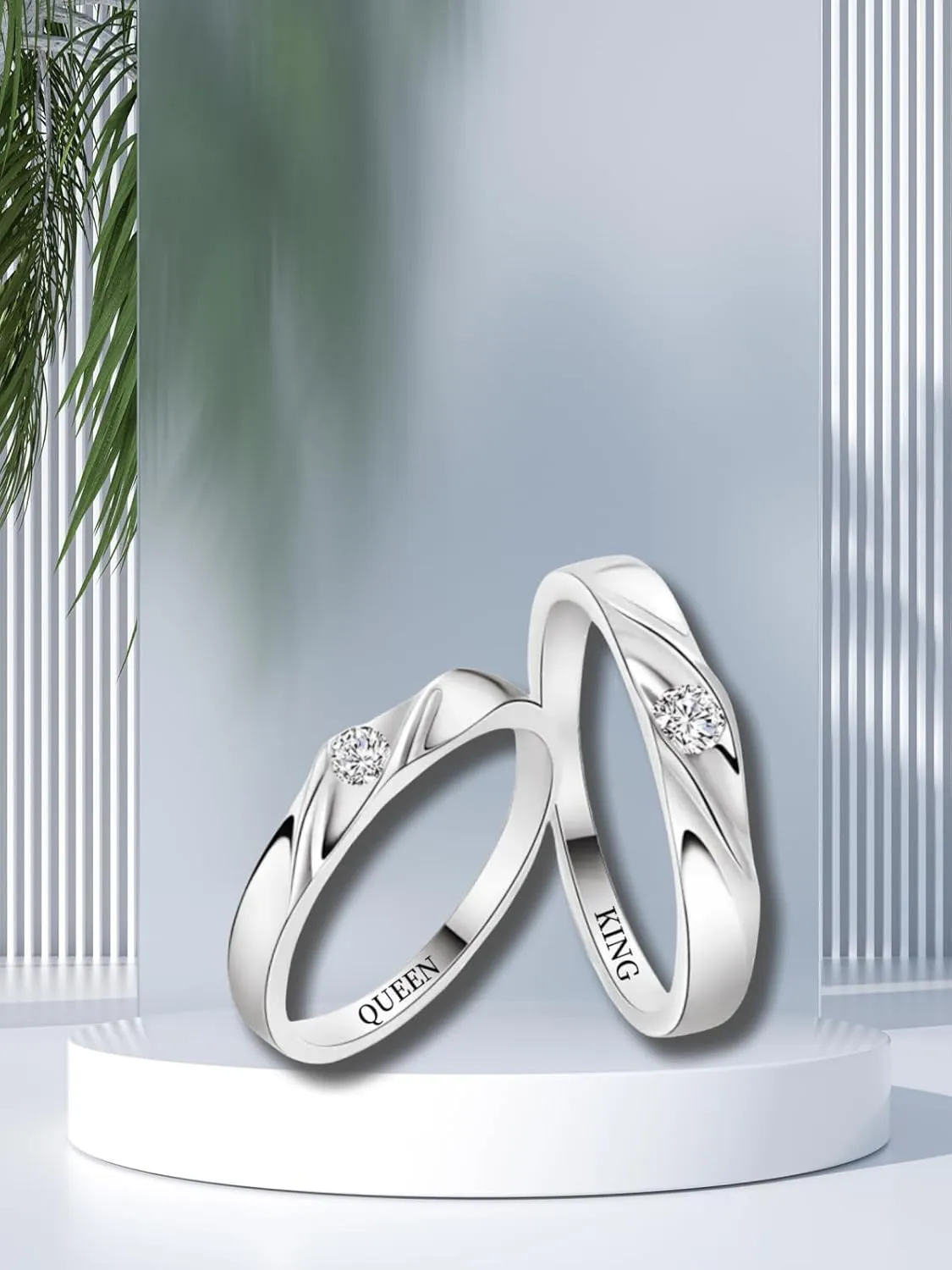 Personalized Promise Rings for Couples 925 Sterling Silver/Solid Gold 10K/14K/18K Custom Engraved Text Birthstone Moissanite Diamond Engagement Rings for Couples