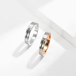 Personalized Promise Rings for Couples Custom Matching Ring Set Silver & Rose Gold Couples Rings Engagement Wedding Bands Stainless Steel His Hers Rings