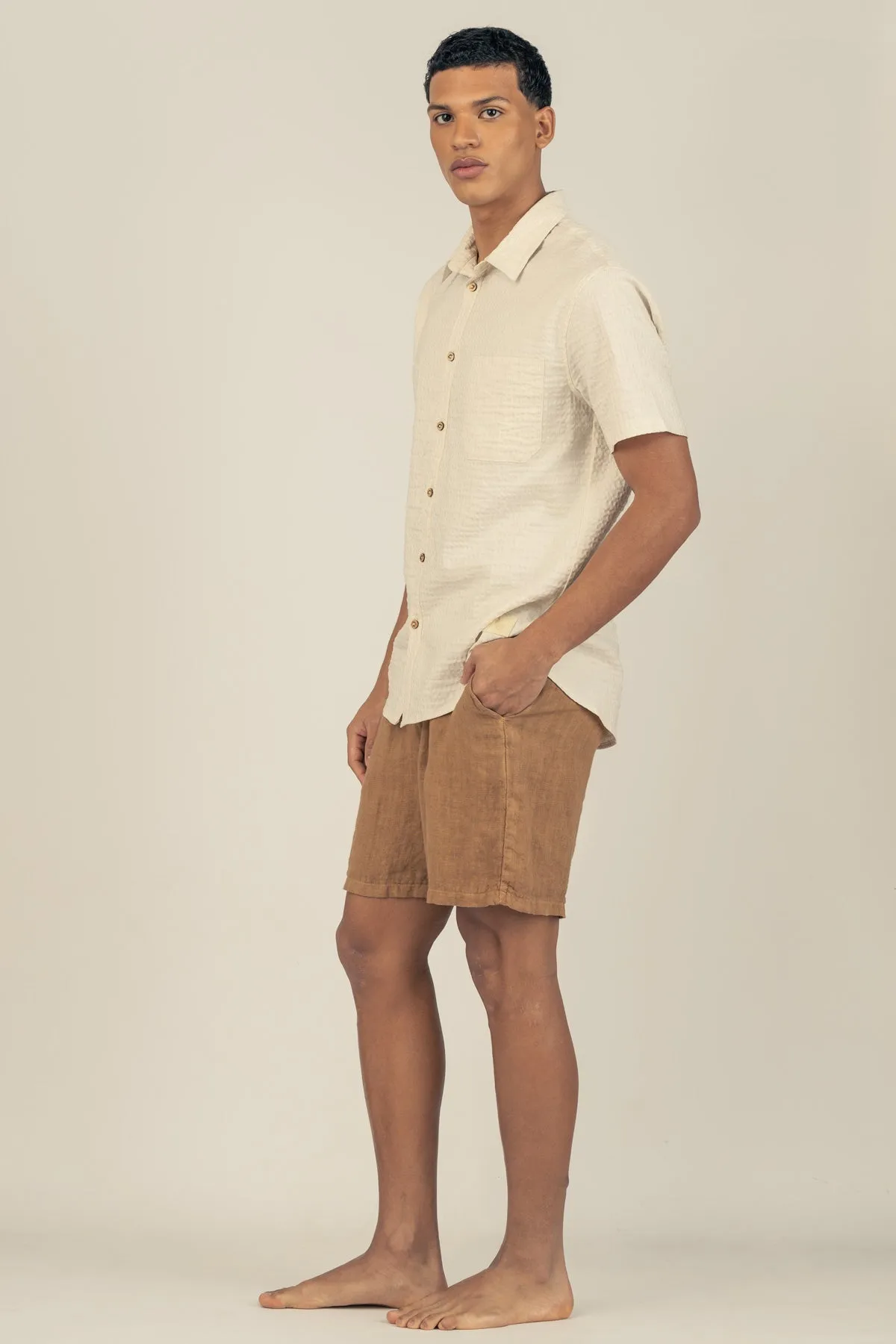 Premium Linen Shorts in Tobacco