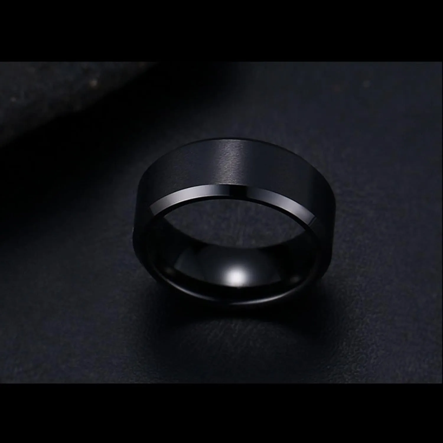 Promise Rings Couples, Mens Tungsten Rings Black 8mm Brushed Ring Beveled Edge Engagement Couple Rings
