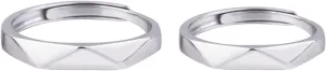 Promise Rings for Couples, Couple Rings Adjustable Sterling Silver Personalized Multi-Facted Ring