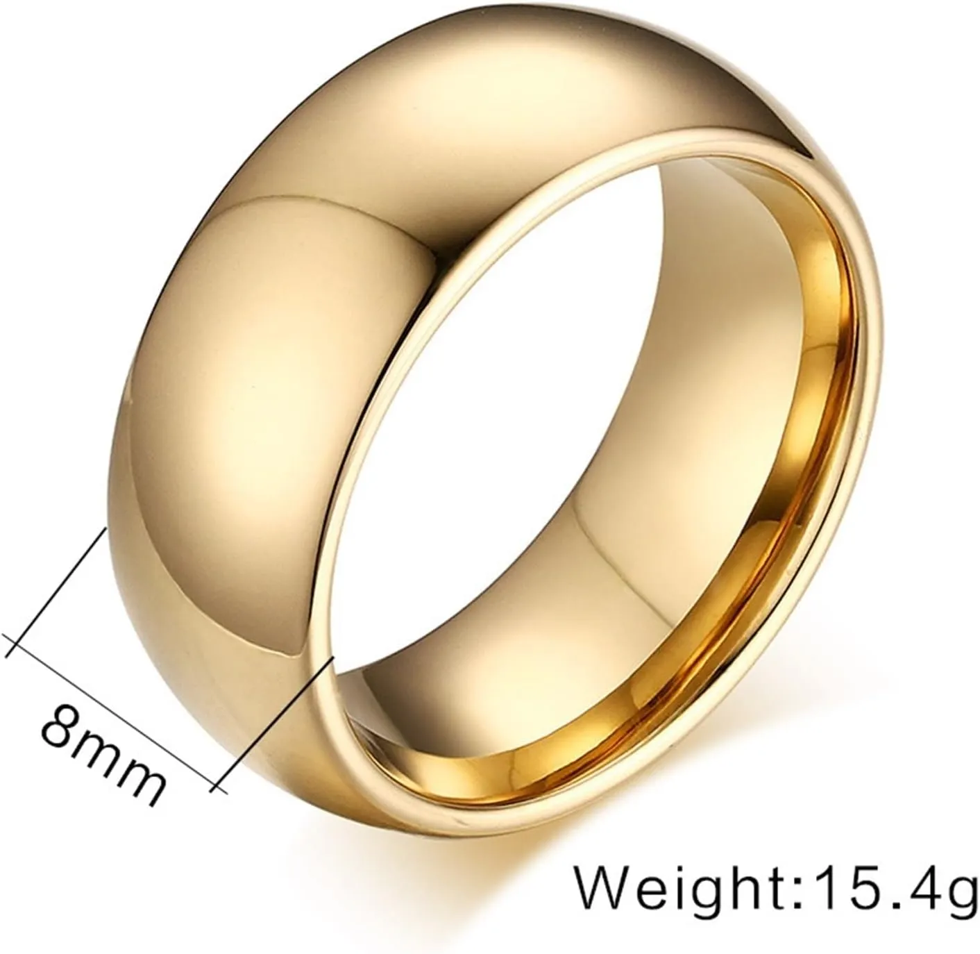 Promise Rings for Couples, Gold Tungsten Rings for Men 8mm Ring Plain Dome Valentine's Day Couple Rings