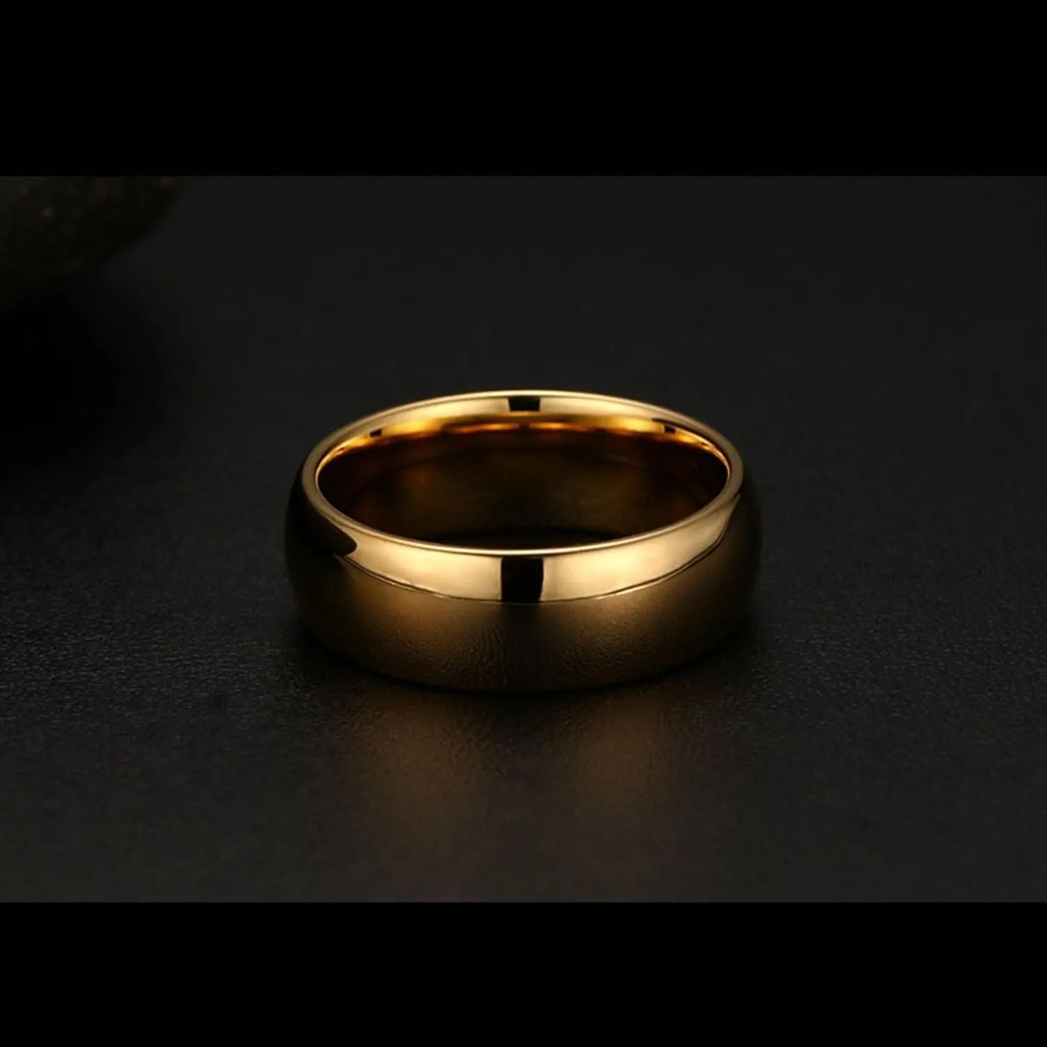 Promise Rings for Couples, Gold Tungsten Rings for Men 8mm Ring Plain Dome Valentine's Day Couple Rings