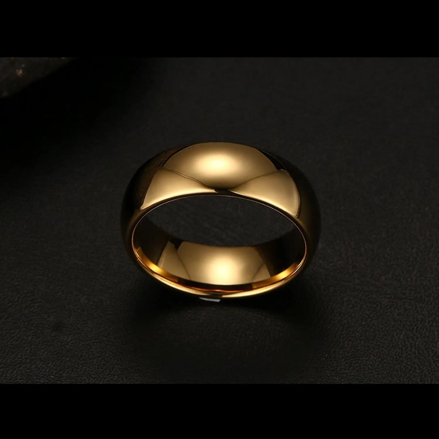 Promise Rings for Couples, Gold Tungsten Rings for Men 8mm Ring Plain Dome Valentine's Day Couple Rings
