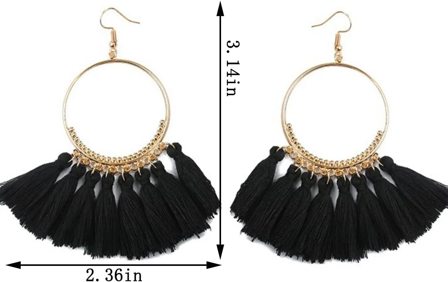 QUPENGXU Statement Tassel Colorful Fan Shape Earrings Geometric Hoop Bohemian Handmade Earrings For Women