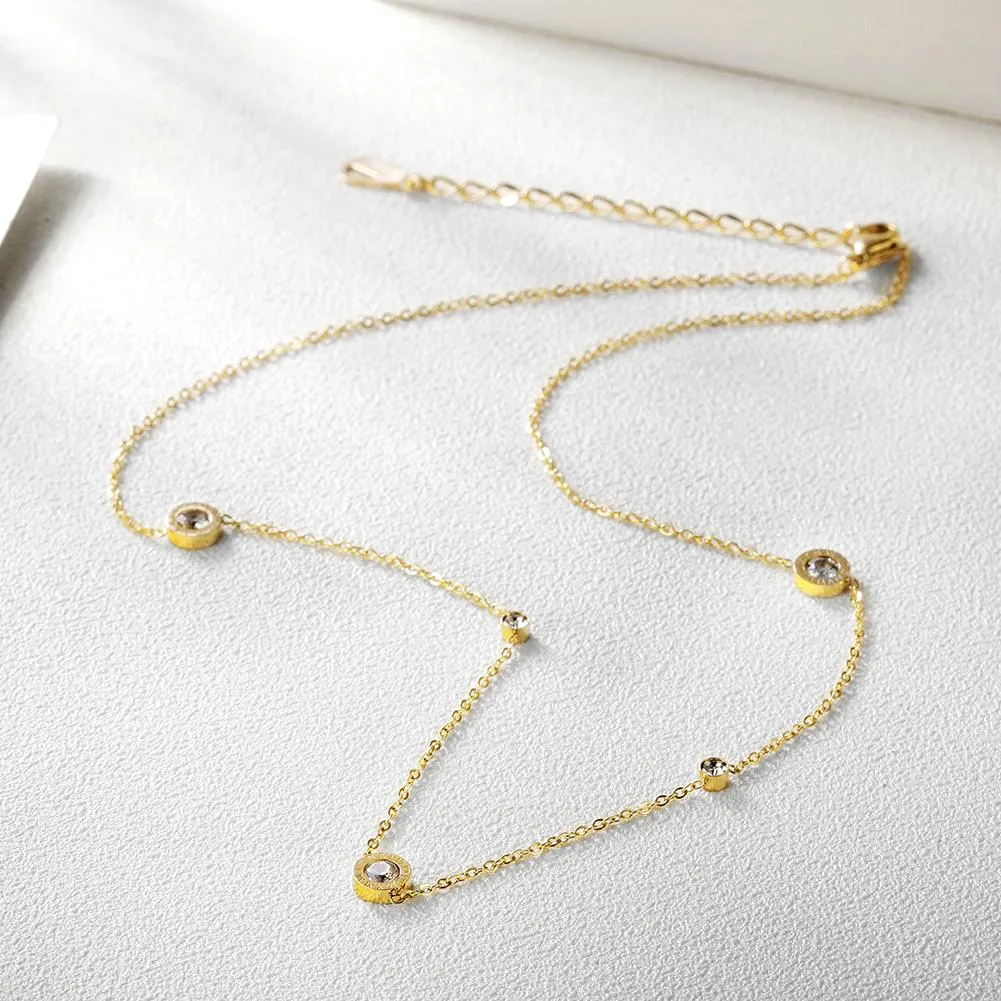 Radiant Roman Numeral CZ Station Necklace