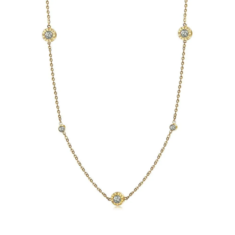 Radiant Roman Numeral CZ Station Necklace