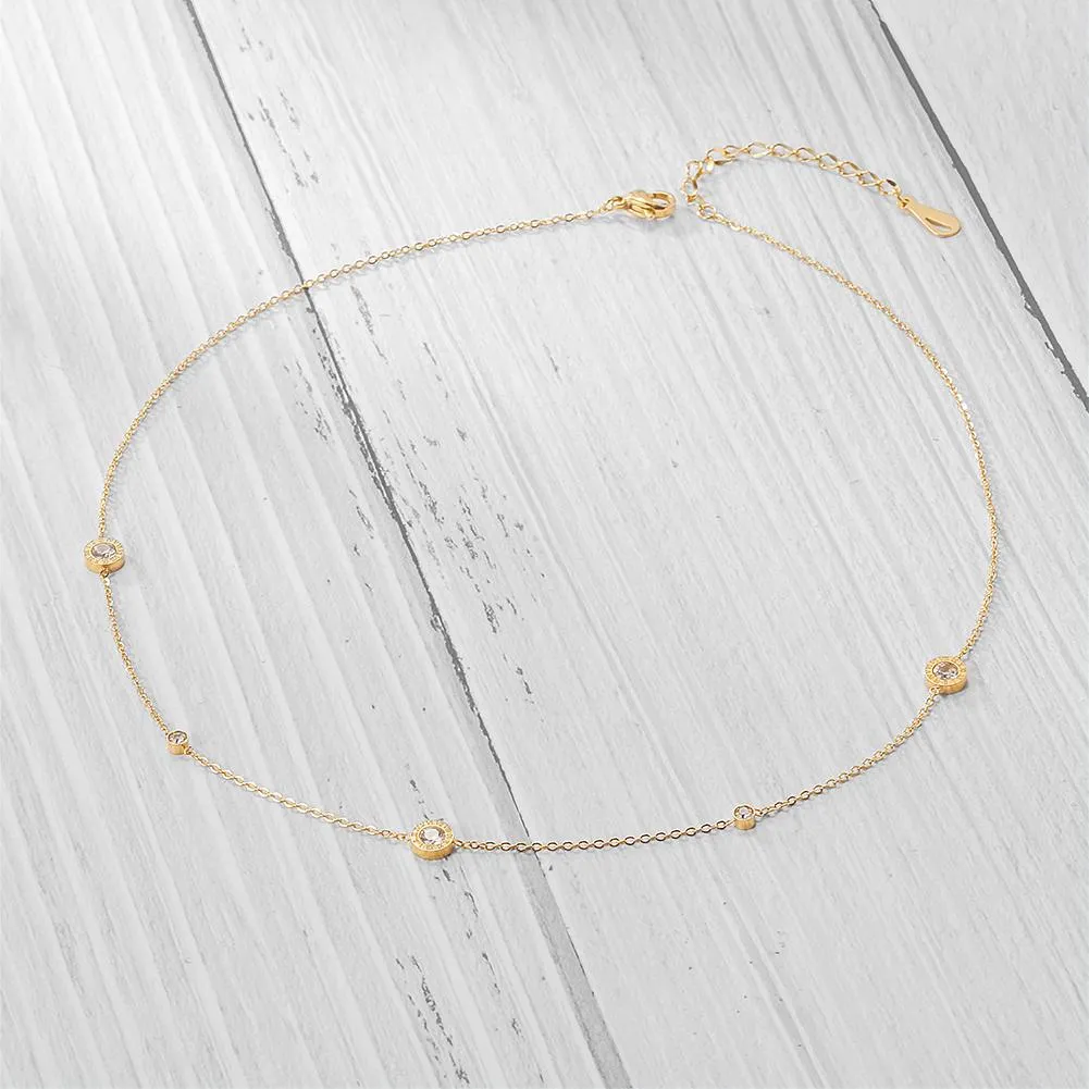 Radiant Roman Numeral CZ Station Necklace