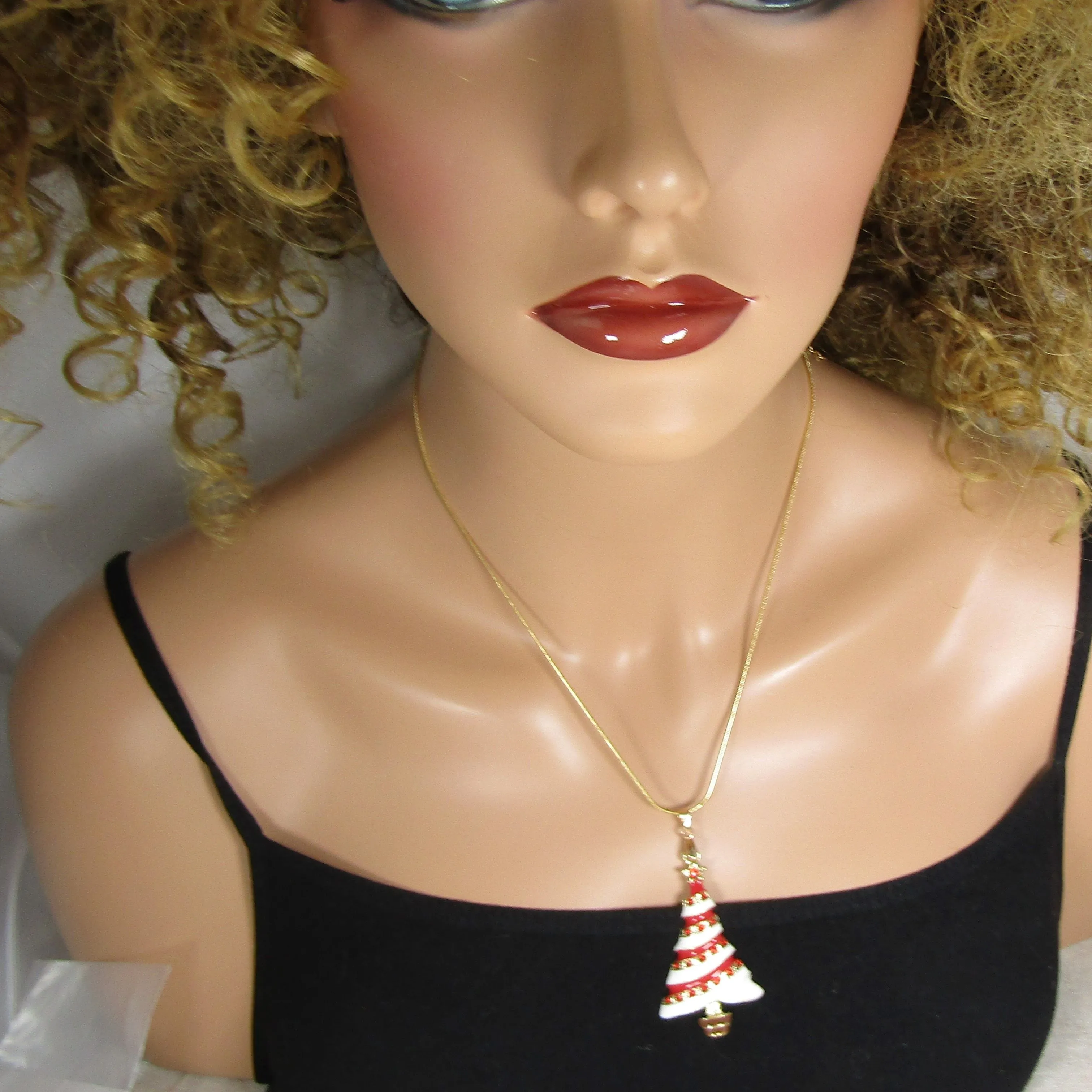 Red & White Holiday Pendant Necklace