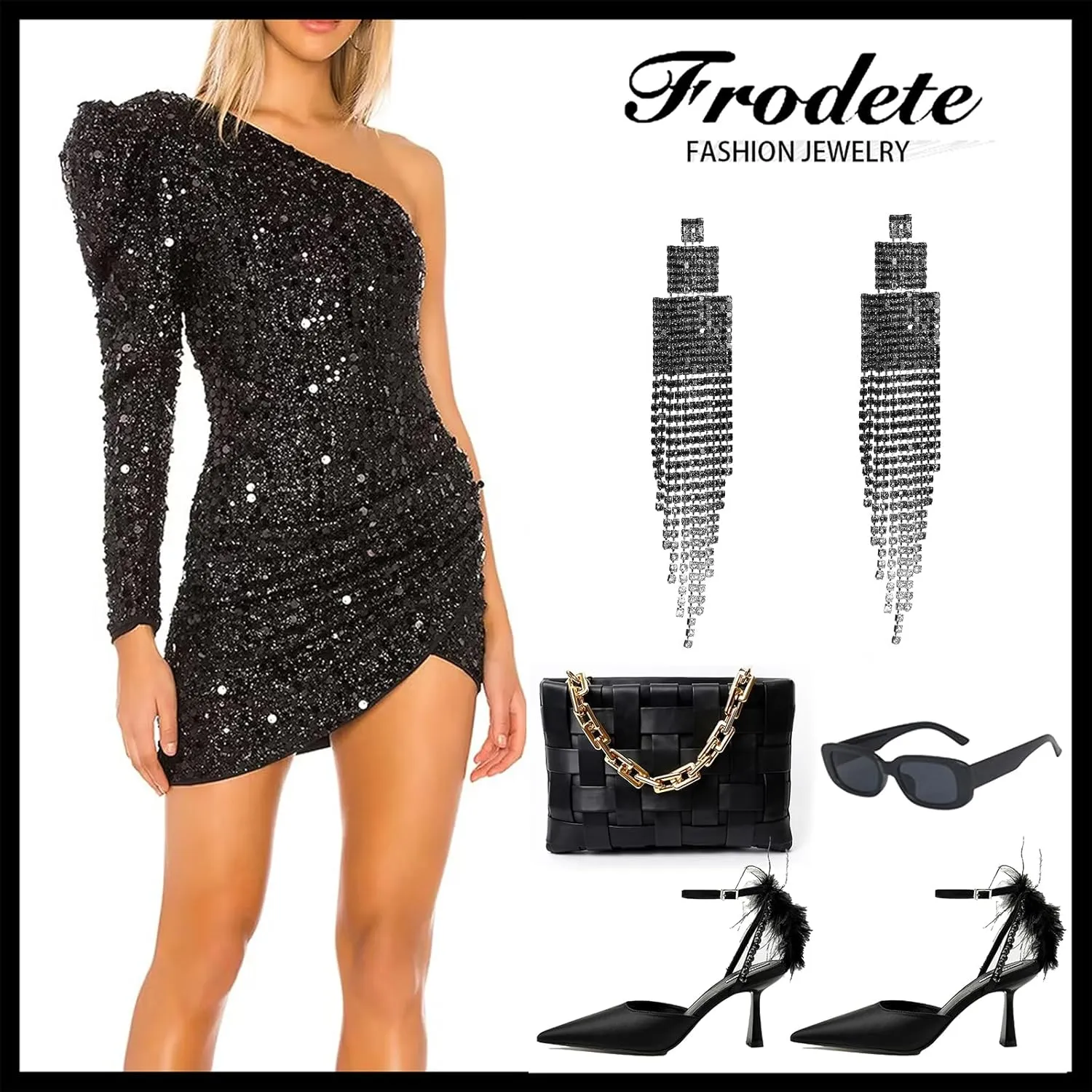 Rhinestone Drop Earrings for Women Sparkly Long Tassel Earrings Dangling Crystal Statement Prom Earrings Wedding Party Dress Outfit Jewerly Gifts