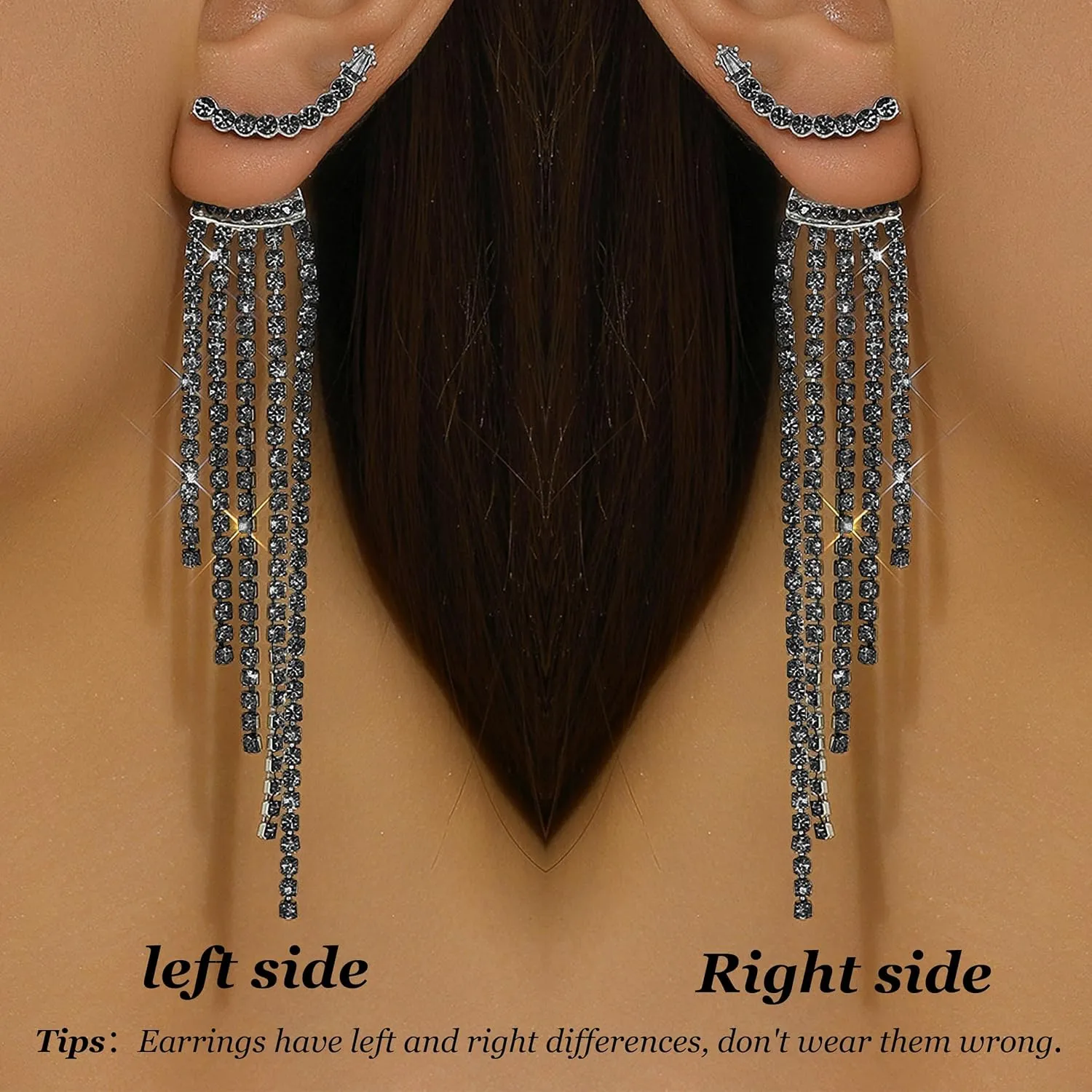 Rhinestone Tassel Earrings for Women Sparkly Long Tassel Earrings Prom Earrings Bling Crystal Chandelier Earrings Wedding Party Prom Dress Outfit Jewerly Gifts