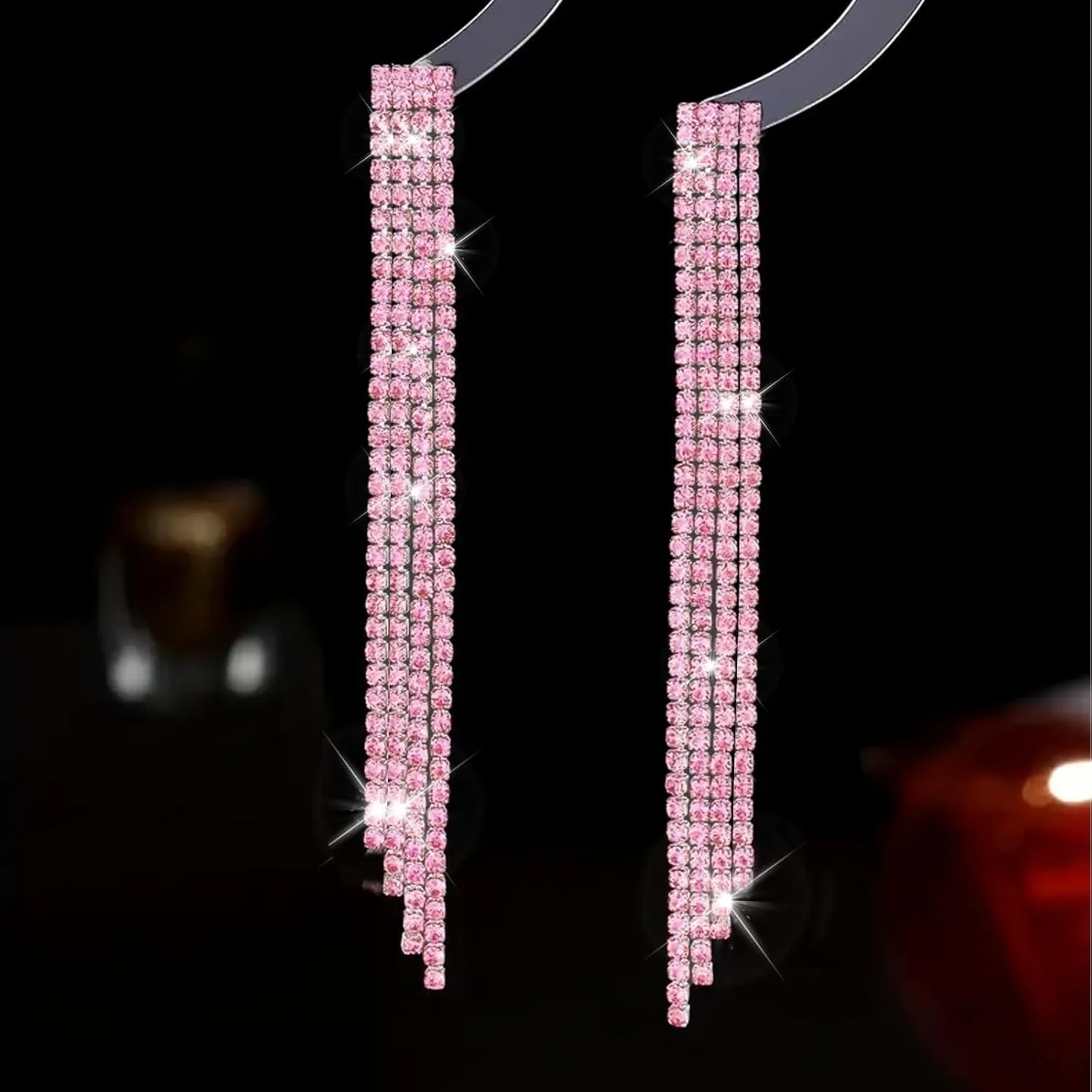 Rhinestone Tassel Earrings for Women Sparkly Long Tassel Earrings Prom Earrings Bling Crystal Chandelier Earrings Wedding Party Prom Dress Outfit Jewerly Gifts