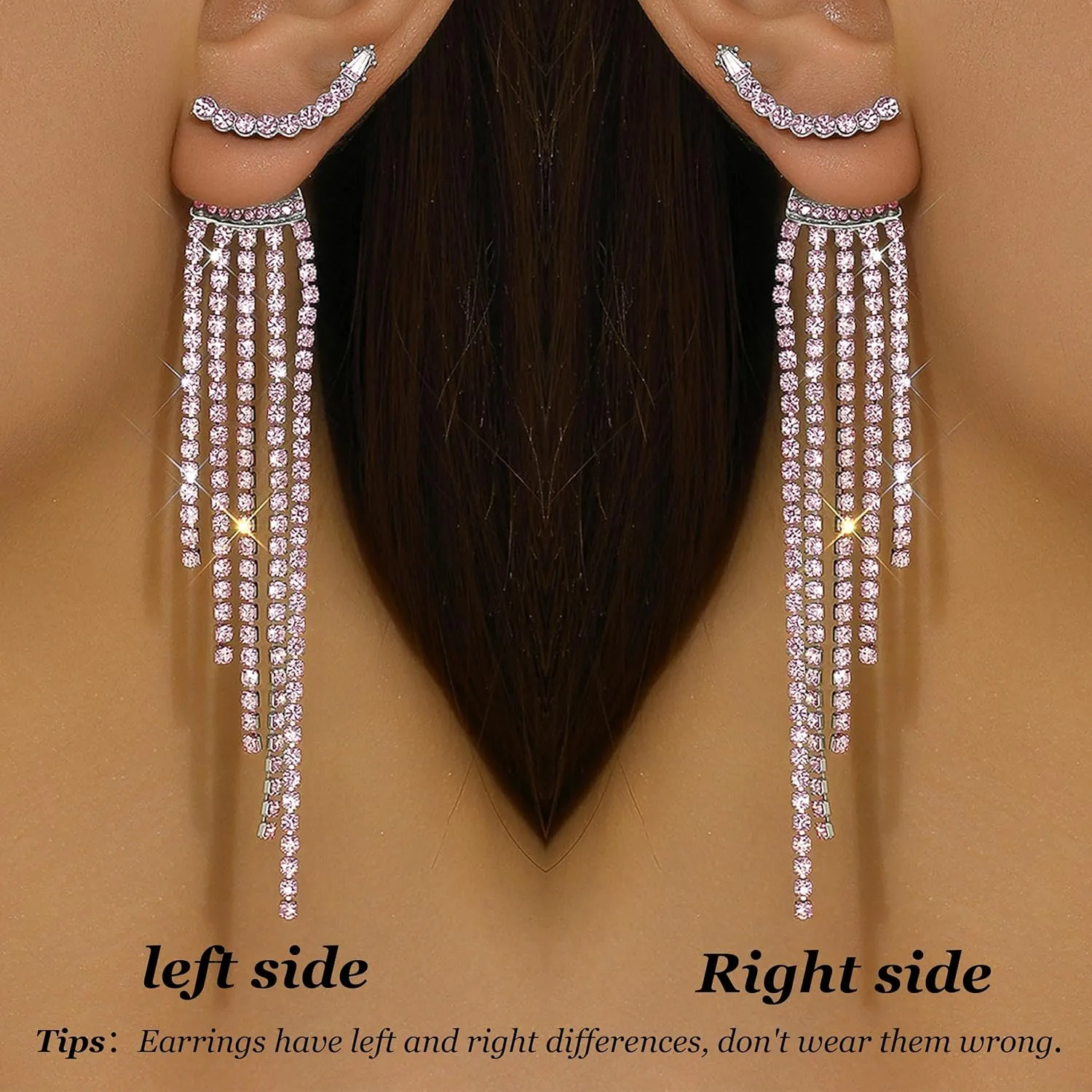 Rhinestone Tassel Earrings for Women Sparkly Long Tassel Earrings Prom Earrings Bling Crystal Chandelier Earrings Wedding Party Prom Dress Outfit Jewerly Gifts