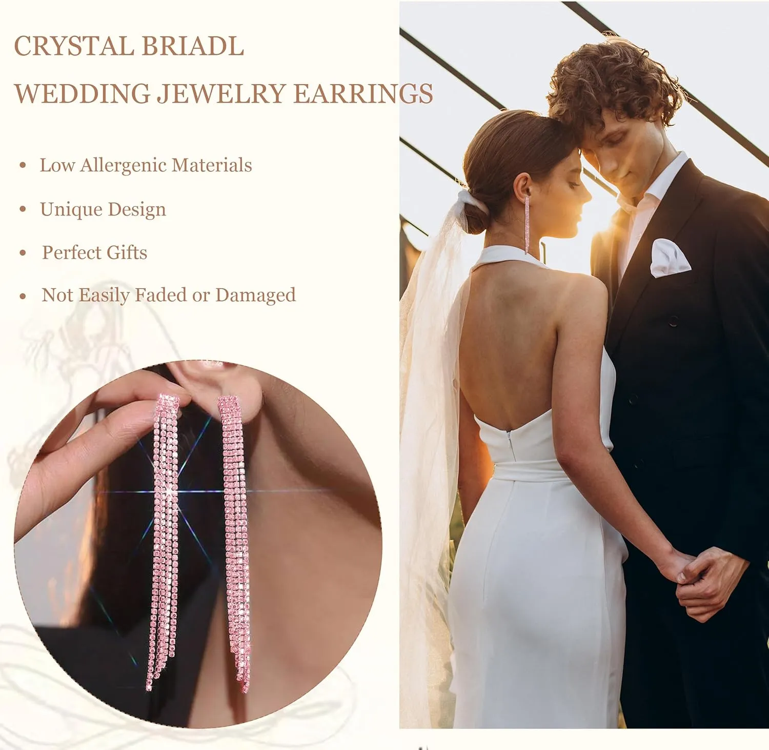 Rhinestone Tassel Earrings for Women Sparkly Long Tassel Earrings Prom Earrings Bling Crystal Chandelier Earrings Wedding Party Prom Dress Outfit Jewerly Gifts