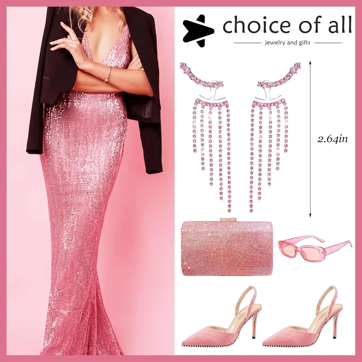 Rhinestone Tassel Earrings for Women Sparkly Long Tassel Earrings Prom Earrings Bling Crystal Chandelier Earrings Wedding Party Prom Dress Outfit Jewerly Gifts