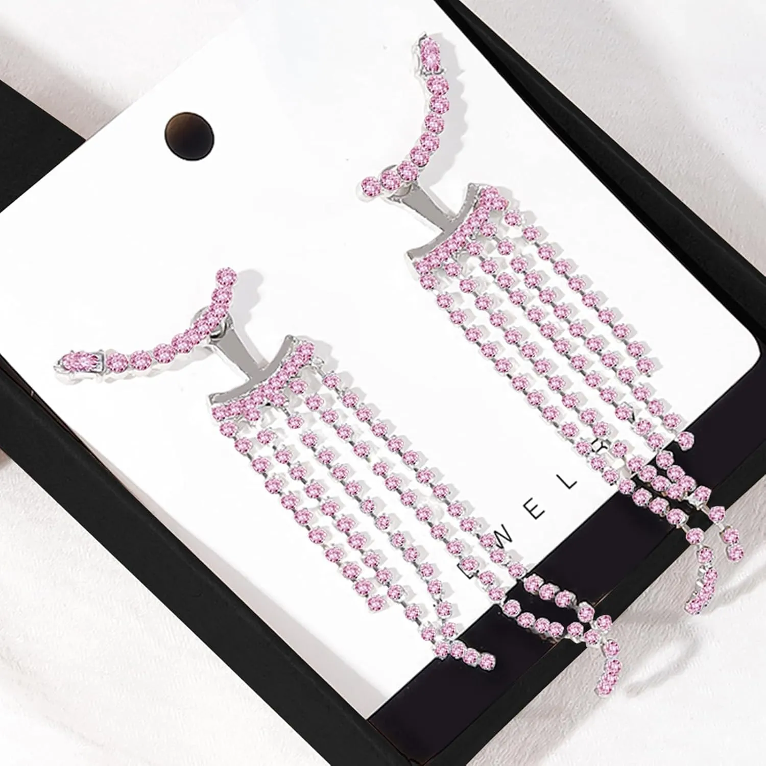 Rhinestone Tassel Earrings for Women Sparkly Long Tassel Earrings Prom Earrings Bling Crystal Chandelier Earrings Wedding Party Prom Dress Outfit Jewerly Gifts