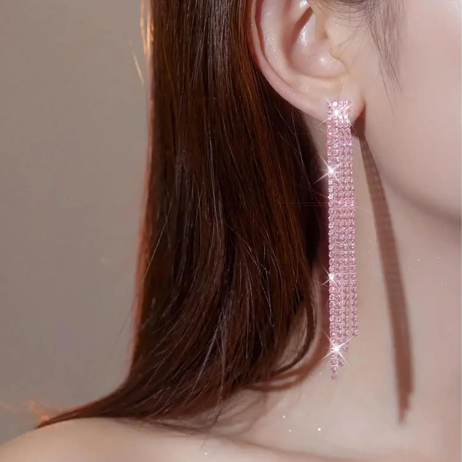 Rhinestone Tassel Earrings for Women Sparkly Long Tassel Earrings Prom Earrings Bling Crystal Chandelier Earrings Wedding Party Prom Dress Outfit Jewerly Gifts