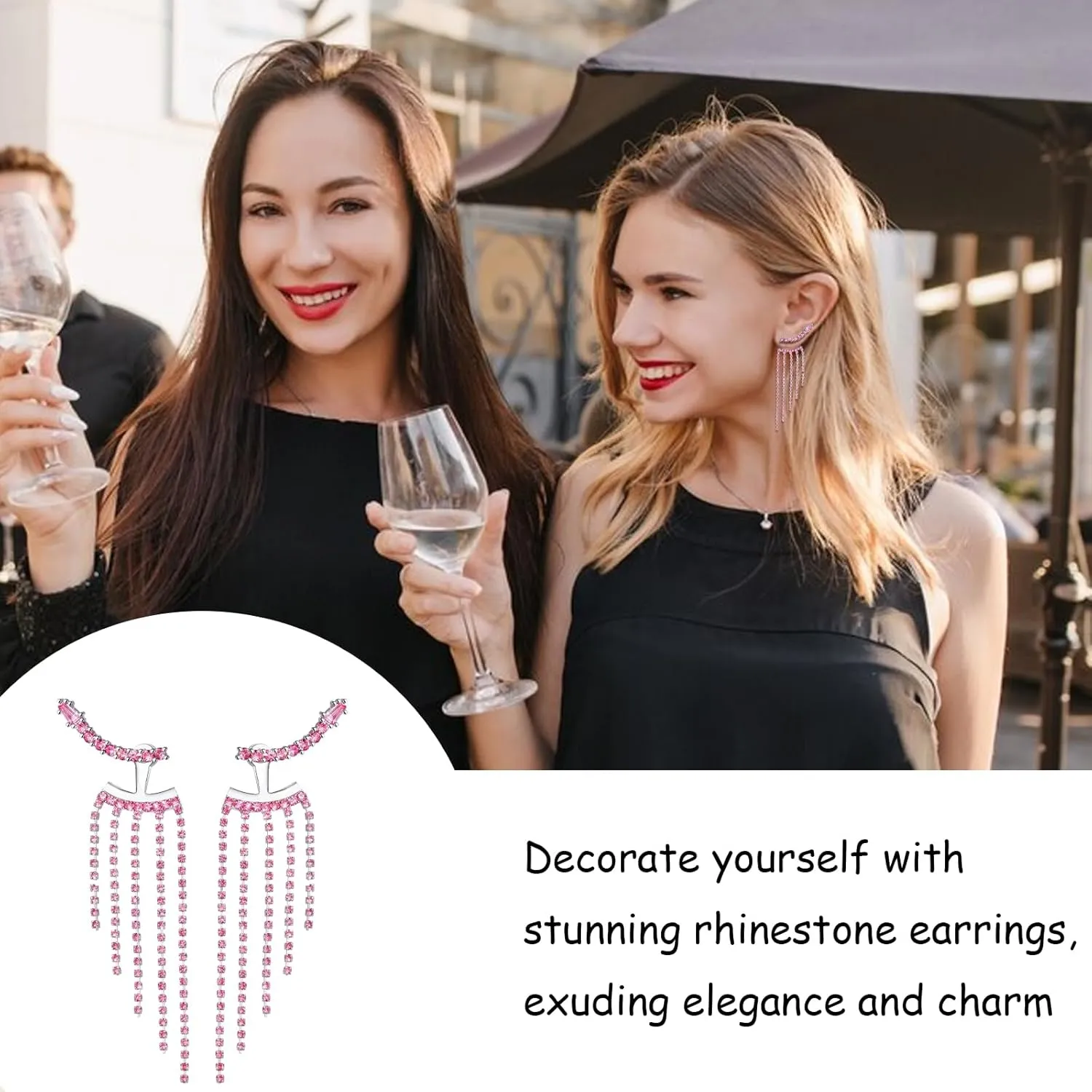 Rhinestone Tassel Earrings for Women Sparkly Long Tassel Earrings Prom Earrings Bling Crystal Chandelier Earrings Wedding Party Prom Dress Outfit Jewerly Gifts