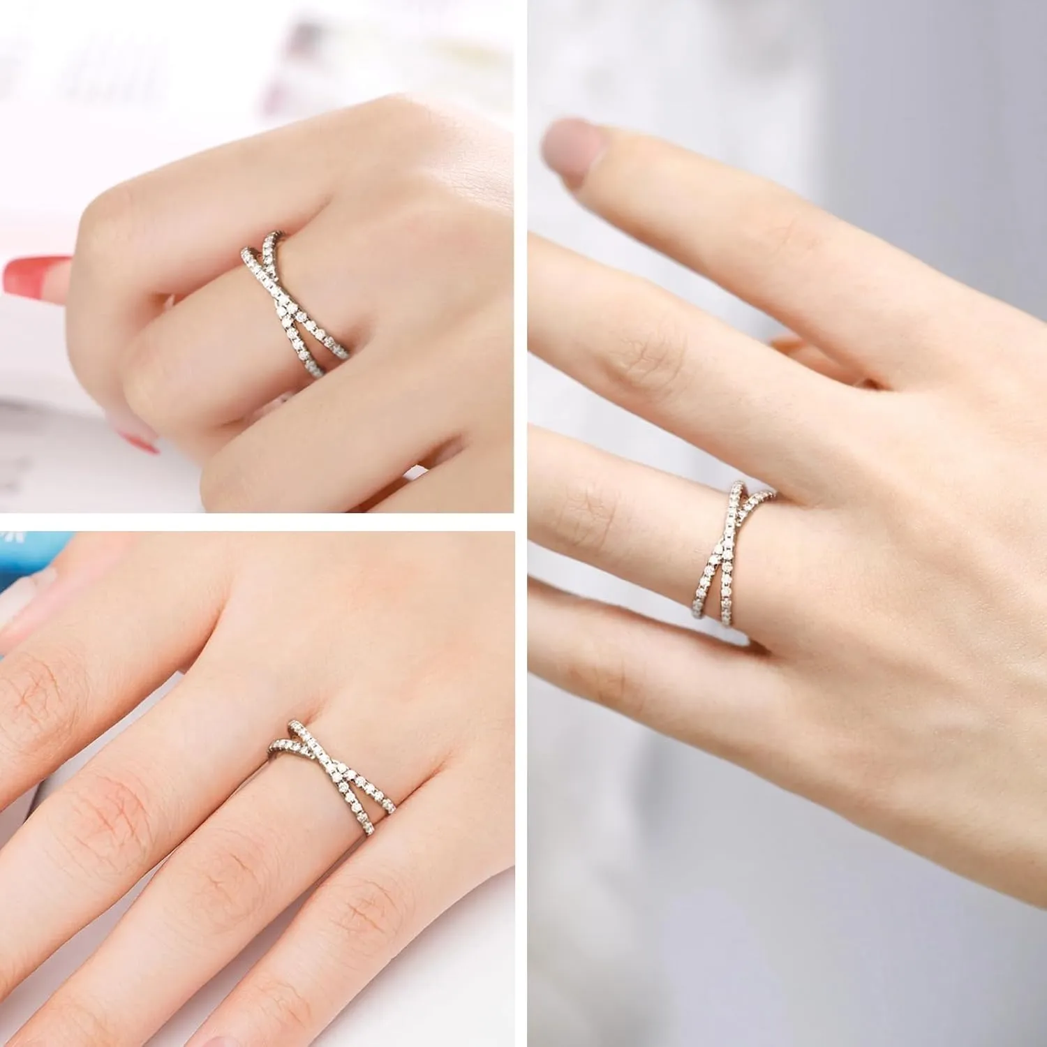 RINEY&KY Moissanite Engagemeng Rings for Women Lab Created Moissanite Rings 18K White Gold Plated Sterling Silver Diamond Ring Promise Rings for Her Anniversary Rings for Women Girls Wife Mother
