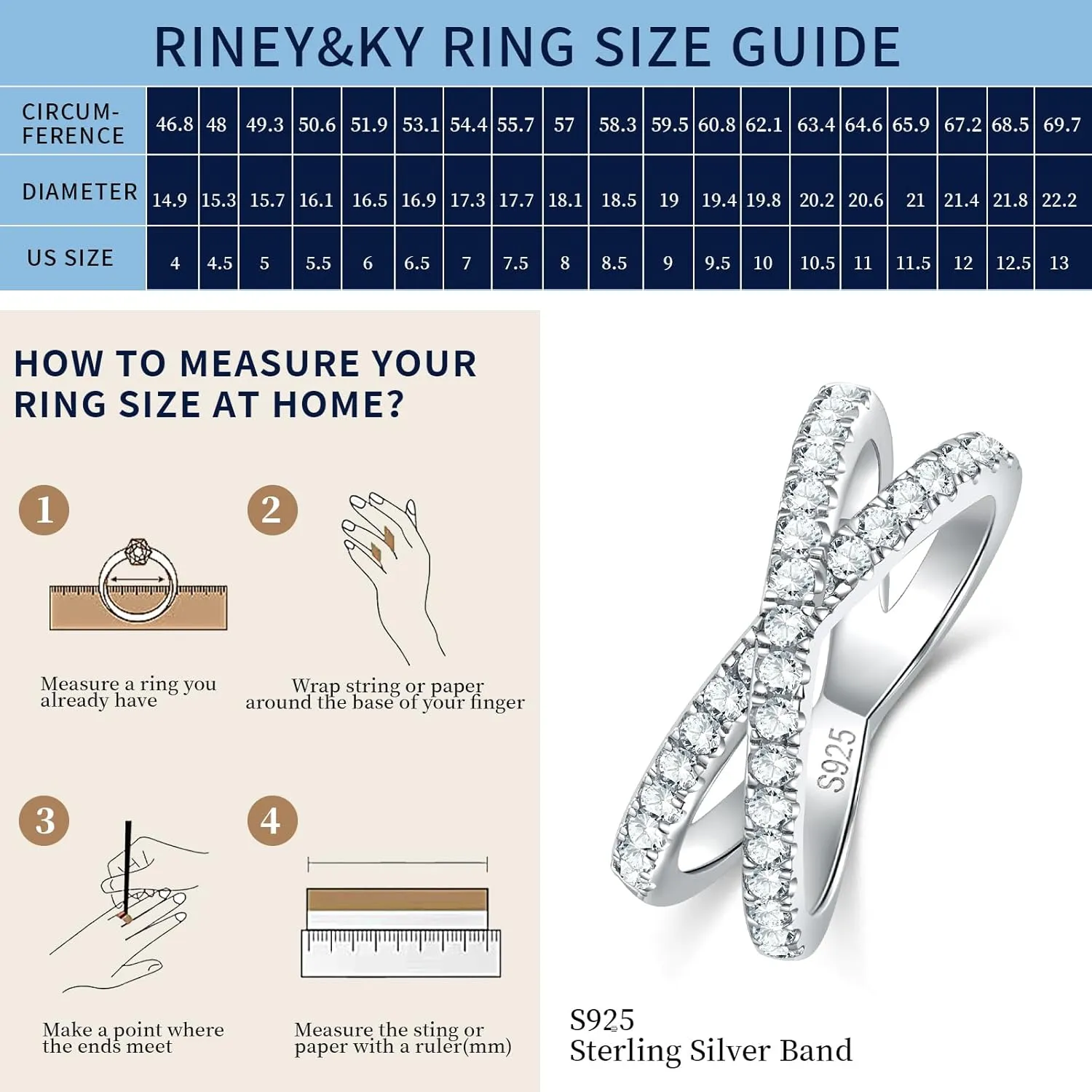 RINEY&KY Moissanite Engagemeng Rings for Women Lab Created Moissanite Rings 18K White Gold Plated Sterling Silver Diamond Ring Promise Rings for Her Anniversary Rings for Women Girls Wife Mother