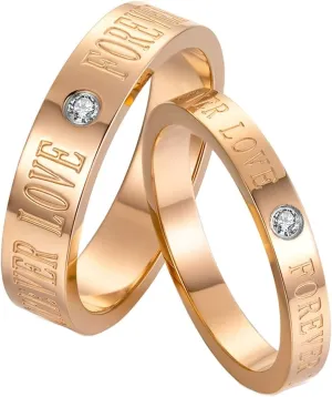 Rings for Men Metal, Stainless Steel Engagement Rings Couple Rings Rose Gold Forever Love Ring with Zirconia Valentine's Day Couple Rings