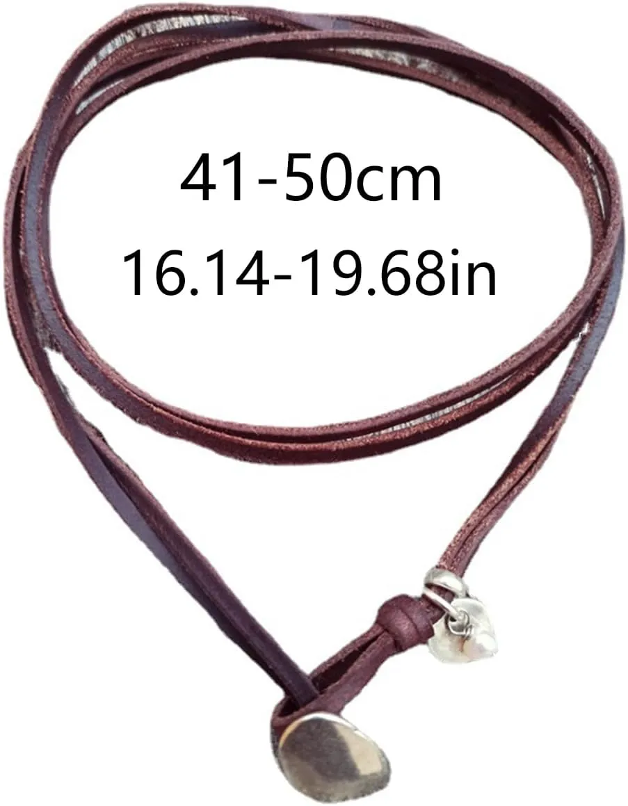 Roe Dolph Boho Necklaces for Women Western Outfit Cowgirl Choker Necklaces for Women Trendy Bohemian Brown Suede Wrap Leather Necklace Country Concert Jewelry Gifts for Women