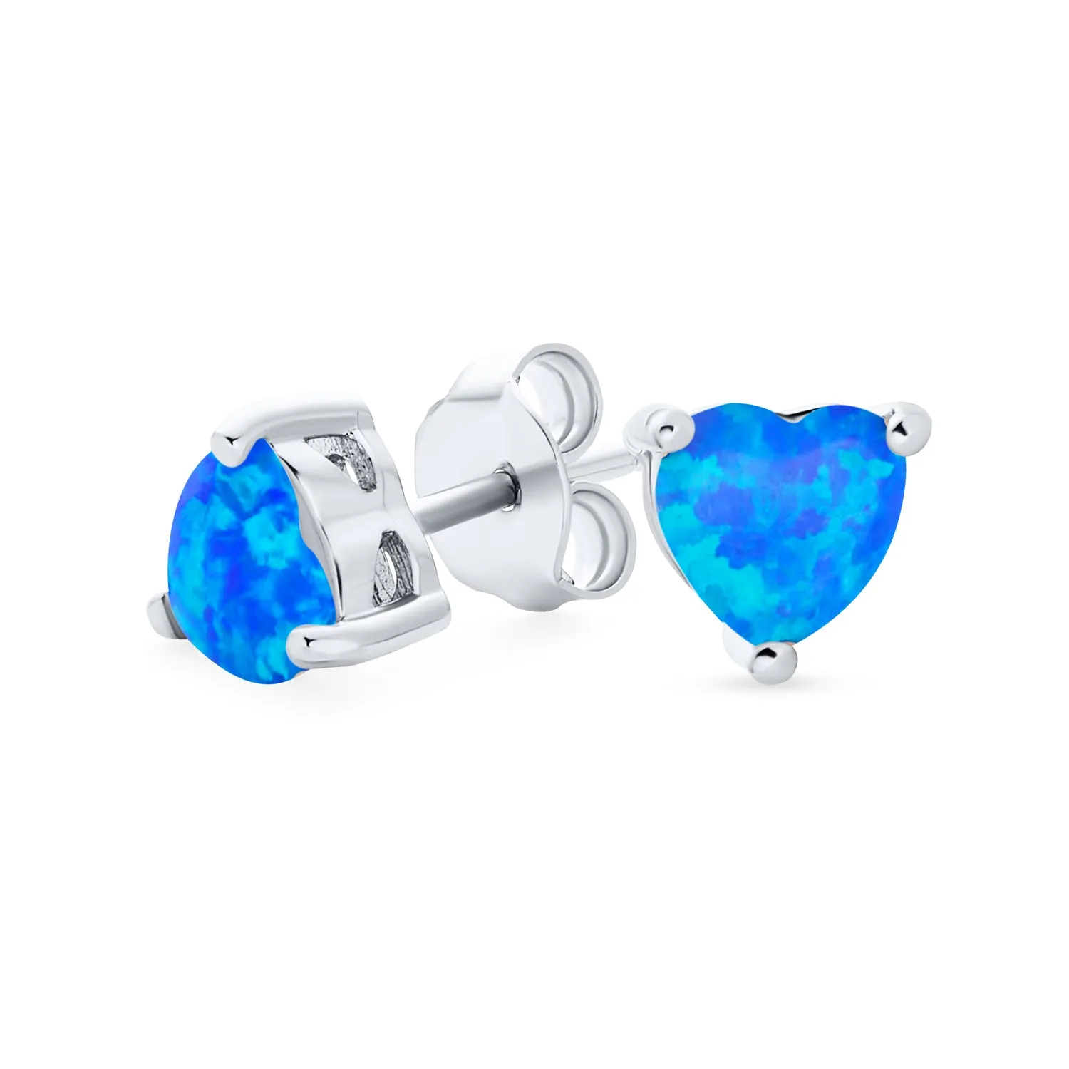 Romantic Petite Heart Shaped Opal Stud Earrings, Rose Gold Sterling Silver, 5MM