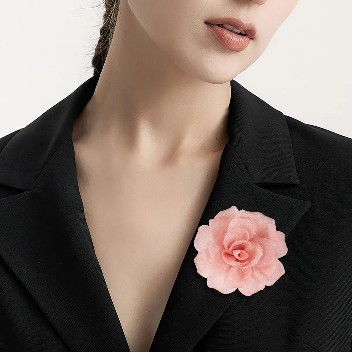 Rose Flower Brooch and Pin for Women | Salmon Brooch With Hair Clip | Lapel Pin | Hat Pin, 3.1 Inches