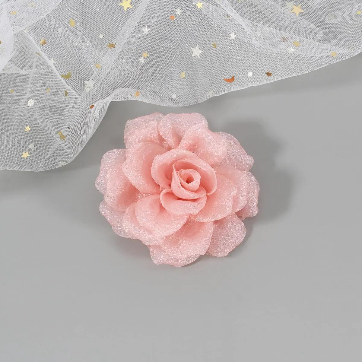 Rose Flower Brooch and Pin for Women | Salmon Brooch With Hair Clip | Lapel Pin | Hat Pin, 3.1 Inches