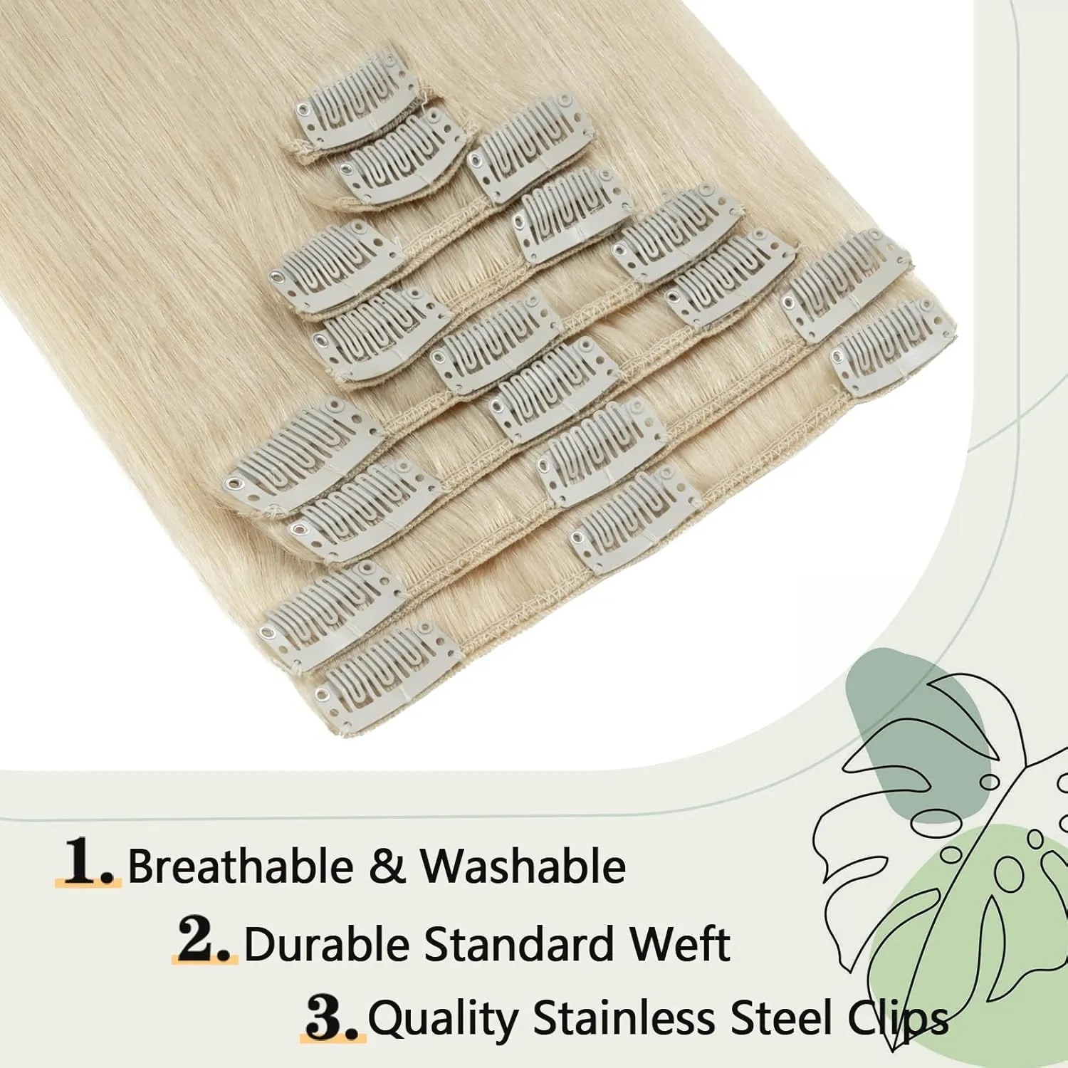 S-noilite Clip in Hair Extensions Human Hair Clip in Blonde Hair Full Head 8 Pieces 18 Clpis Set Straight Standard Weft Silky Soft 10 Inch-70g (#60 Platinum Blonde)