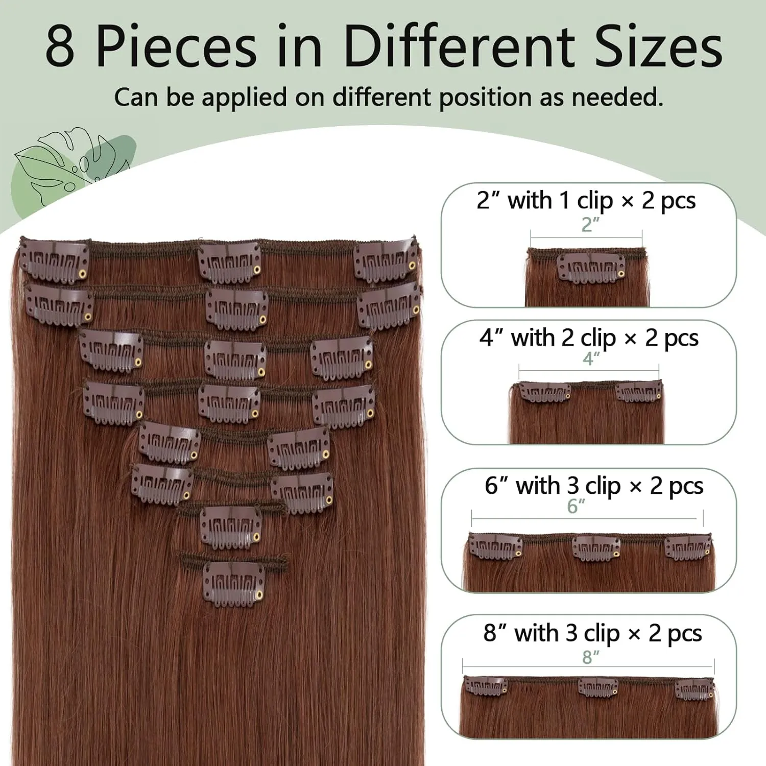 S-noilite Clip in Hair Extensions Human Hair Dark Auburn Human Hair Short Hair Clip in Extensions Full Head 8 Pieces/18 Clips 100% Real Human Hair Silky Straight 10"-70g Dark Auburn (#33)