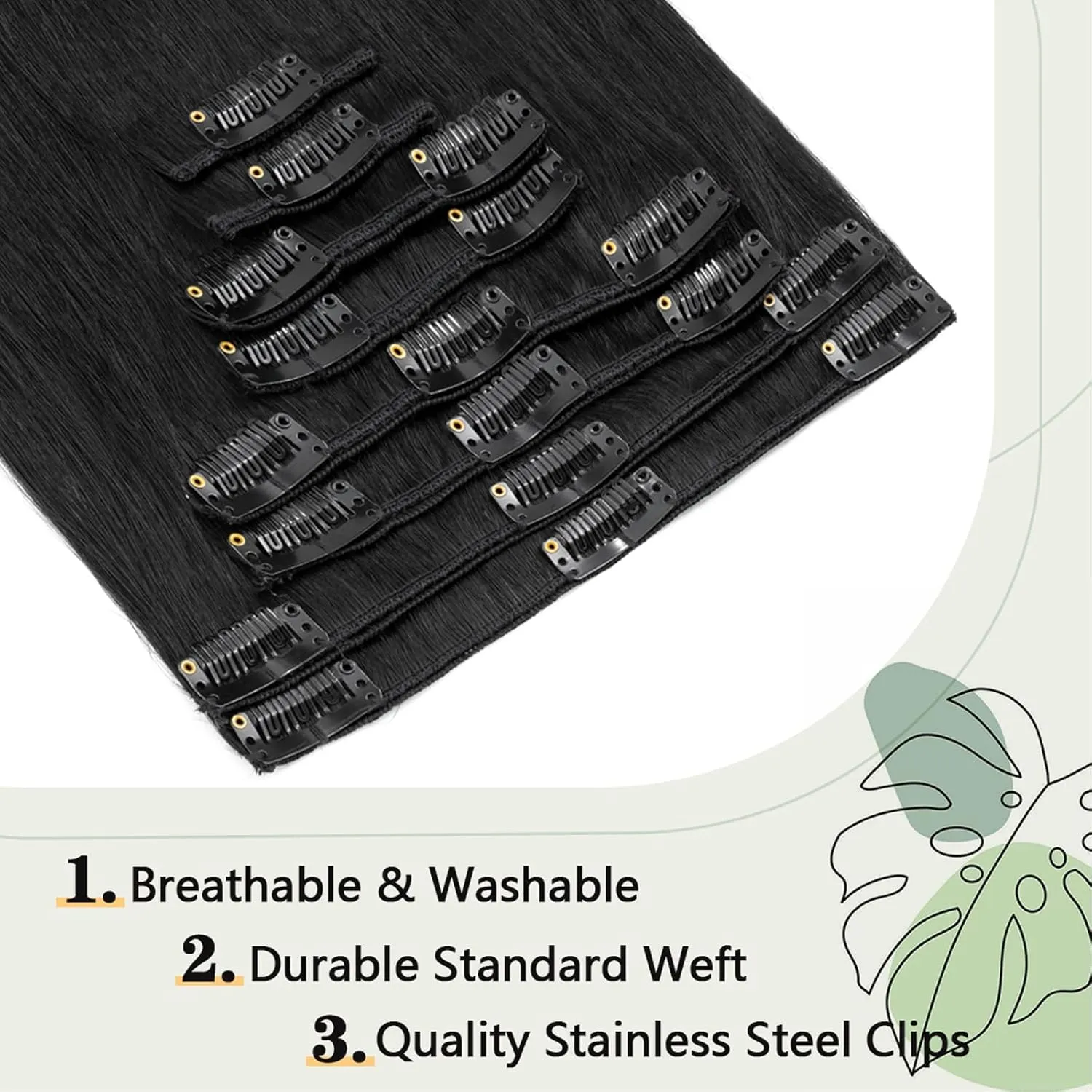 S-noilite Clip in Human Hair Extensions Clip in Remy Hair Extensions Short Length Black Hair Full Head 8 Pieces/Set Short Straight Soft Style Silky for Beauty 10 Inch-70g (#01 Jet Black)