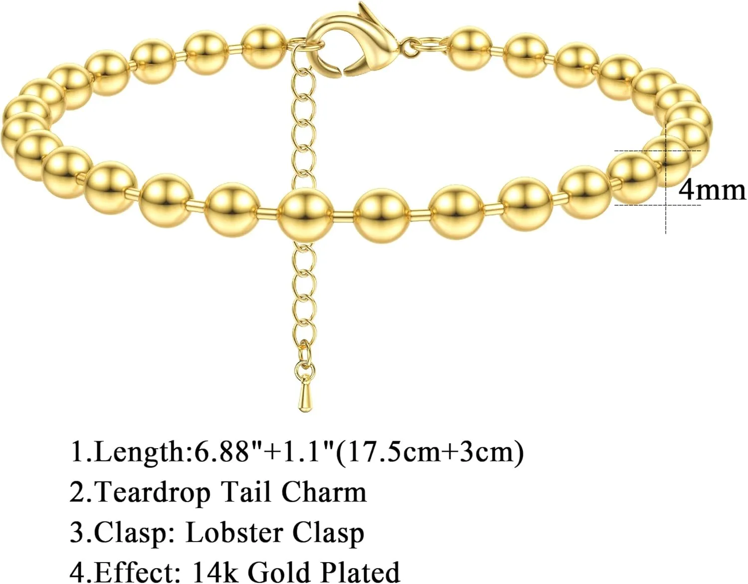 Sanfenly Gold Bracelets for Women Non Tarnish Dainty 14K Gold Plated Stainless Steel Evil Eye Beaded Pearl Cubic Zirconia Simulated Diamond Cross Turquoise Charm Bracelets Trendy Adjustable Paper Clip Link Chain Waterproof Bracelets