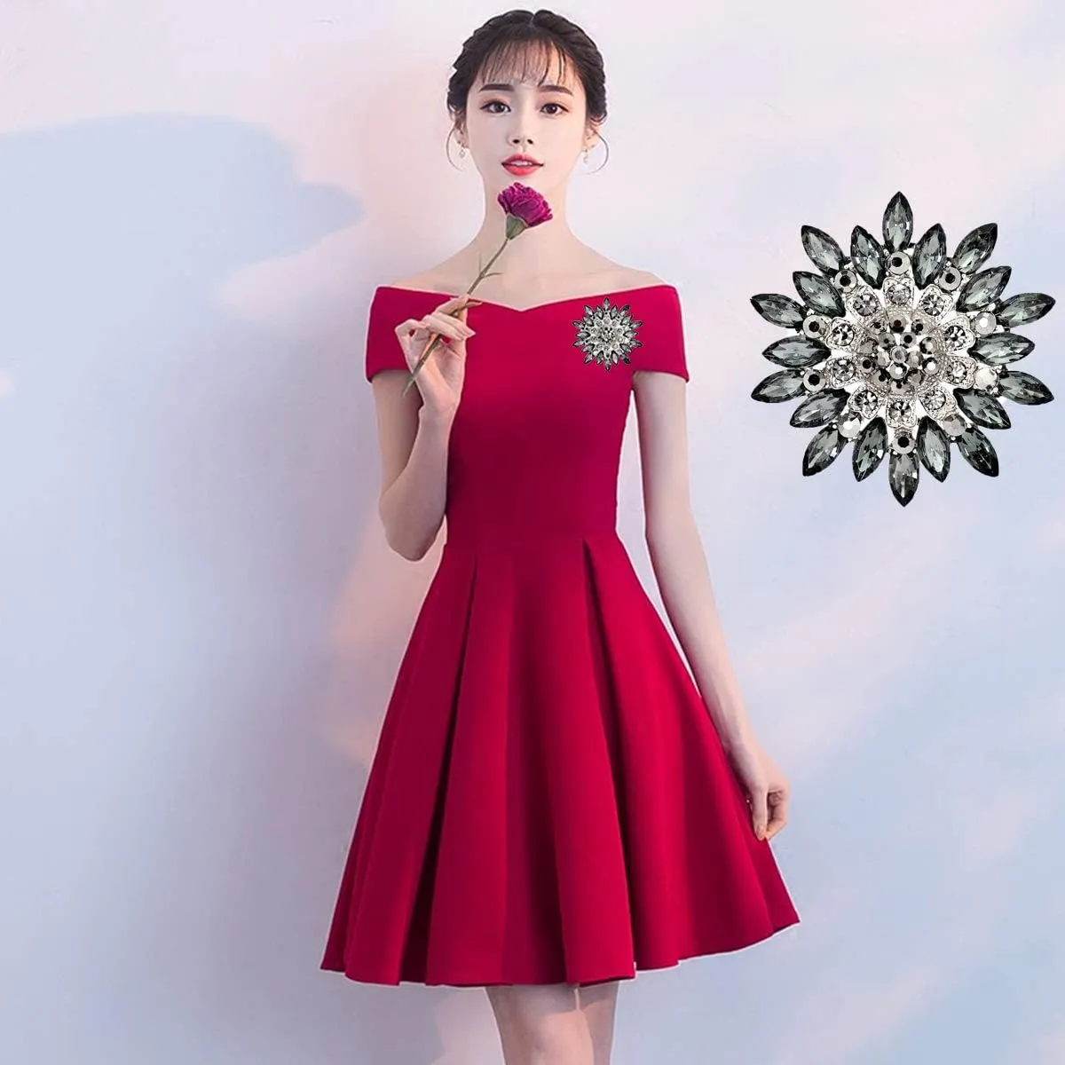 seven wolves All-Match Accessories Brooches Wedding Bridal Big Crystal Rhinestone Bouquet Brooch Pin for Women