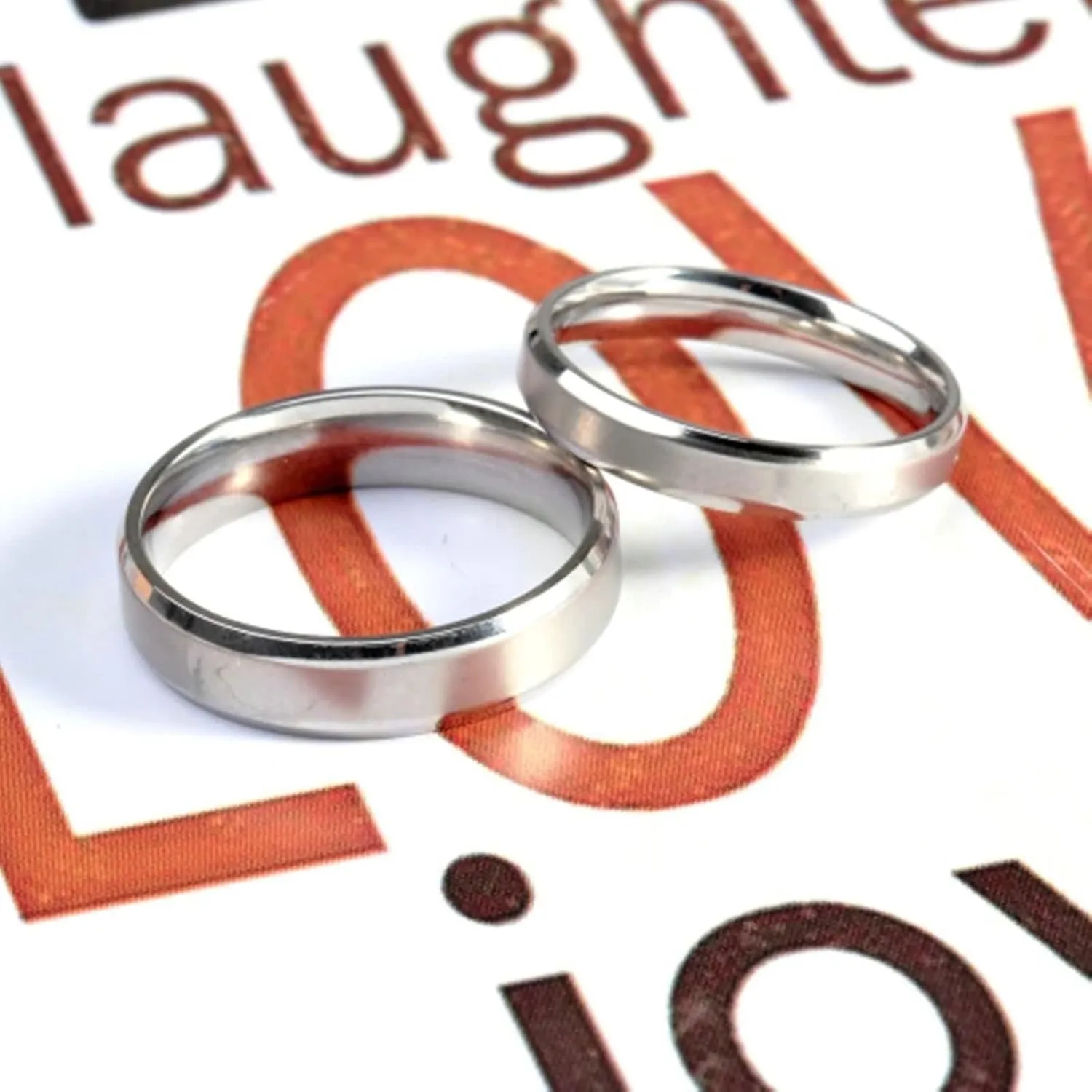 Silver Rings for Women, Stainless Steel Ring for Women Silver Ring with Beveled Edge Rings for Men and Women