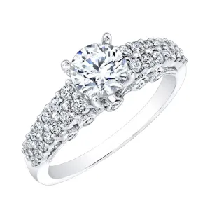 SilverDia 1.07 Ct Round Cut Diamond Prong Set Wedding Engagement Rings For Women 14K White Gold Plated 925 Sterling Silver Handmade Stacking Customized Anniversary Promise Ring Gift For Her