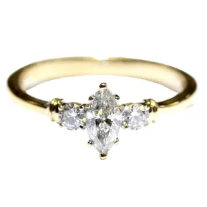 SilverDia .50 Ct Marquise Cut Diamond Solitaire Engagement Rings For Women 14k Yellow Gold Finish Solid 925 Sterling Silver Handmade Matching Anniversary Promise Gorgeous Ring Gift For Her