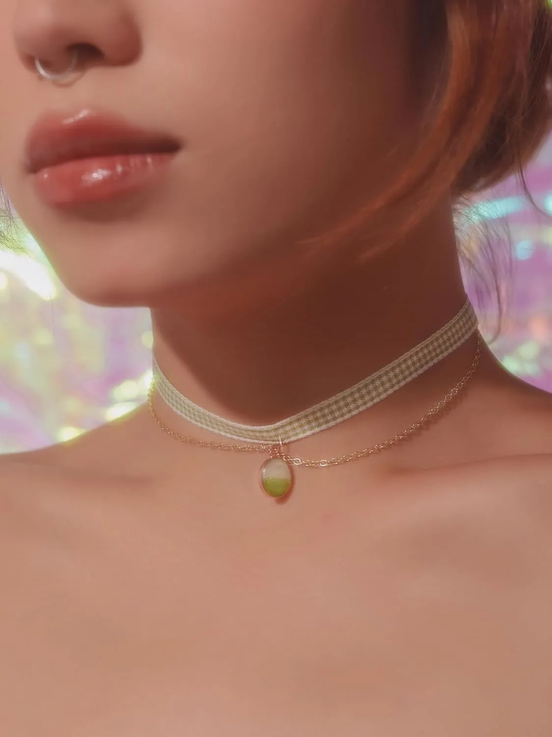Simple Hologram Heart Pendant Choker Necklaces Accessories for Women Trendy Stuff