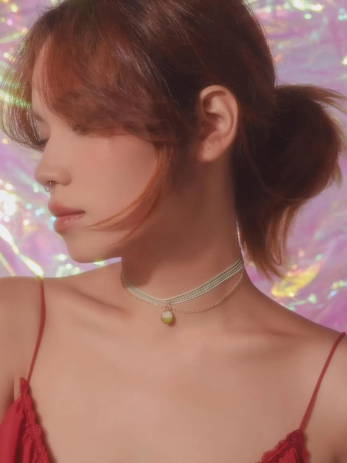 Simple Hologram Heart Pendant Choker Necklaces Accessories for Women Trendy Stuff