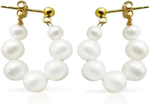 Small Ringlet Hoop Earrings with Freshwater Pearls for Women - Elegant and Timeless Statement Jewelry