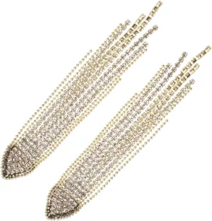 SOIMISS 1 Pair Tassel Rhinestone Earrings Tassel Dangling Earrings Chain Earring Fashion Earrings Bride Earring Silver Chandelier Hand Jewelry Full Diamond Alloy 925