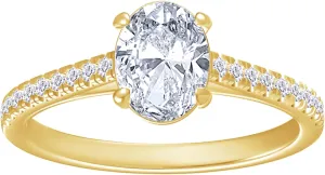 Solitaire Engagement Rings, Center 8X6MM Oval Cut Moissanite Diamond Rings For Women In 14k Gold Over Sterling Silver Jewelry Gifts For Her, Stackable Promise Rings (1.50 Ctw)