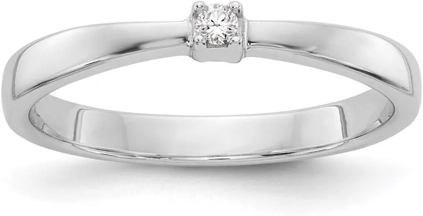 Sonia Jewels Real 925 Sterling Silver .03ct. Diamond Ring Band