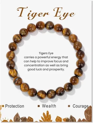 SONNYX 1PCS Crystal Stone Bracelets for Women Men Semi-Precious Gemstone Bracelets 8mm Round Beads Stretch Beaded Bracelet Jewelry