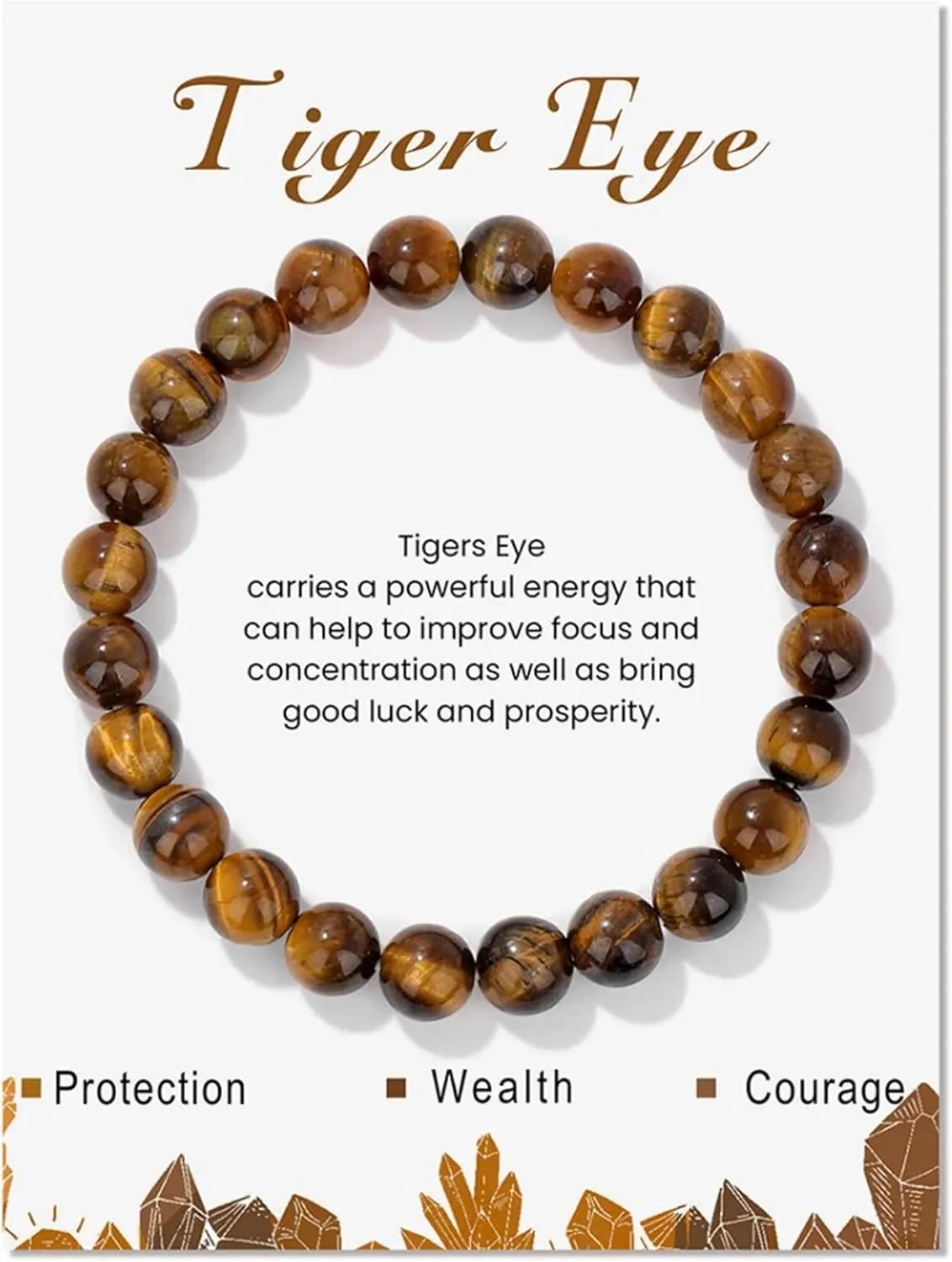 SONNYX 1PCS Crystal Stone Bracelets for Women Men Semi-Precious Gemstone Bracelets 8mm Round Beads Stretch Beaded Bracelet Jewelry