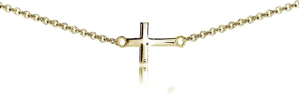 Sterling Silver & Rose Gold Layered Cross & Choker Necklaces - Dainty Gold for Women