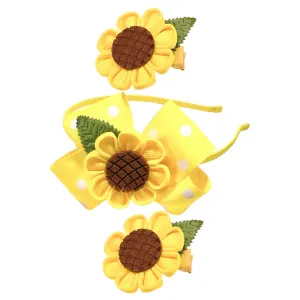 Sunflower Hair Clip Set 3pcs Headband Clips for Girls Floral Hair Accessory Kit