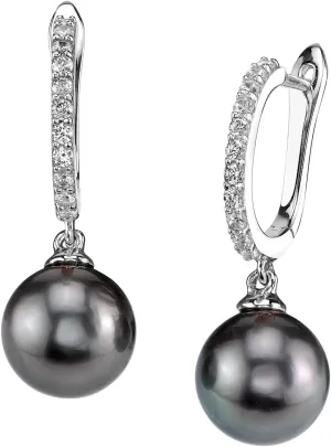 THE PEARL SOURCE 8-9mm Genuine Black Tahitian South Sea Cultured Pearl Zara Earrings for Women