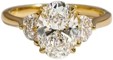 Three Stone Ring 3 CT Oval Cut Diamond Engagement Ring 14K Gold Plated Wedding Ring Gifted Ring For Her Half Moon Diamond Ring,size 3-12.